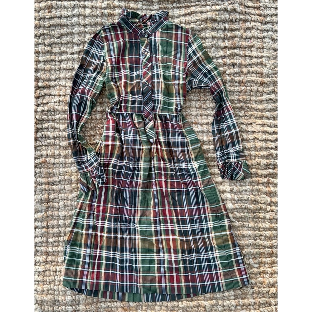 J-Crew Bridget Plaid Shirtdress Sz 4 Collegiate Dark Academia Prairie Western